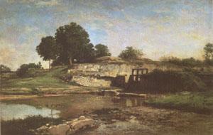 Charles-Francois Daubigny The Flood-Gate at Optevoz (mk05) oil painting picture